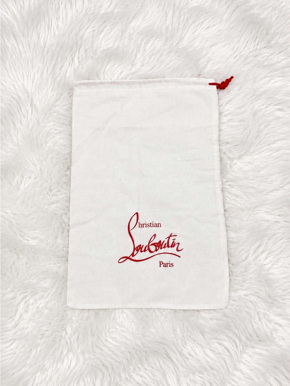 Christian Louboutin White Dust Pouch with Red Logo